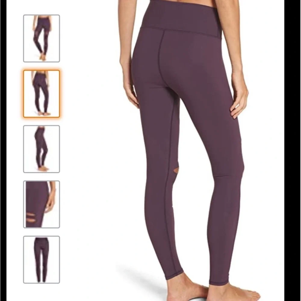 ALO YOGA HIGH-WAIST RIPPED WARRIOR Purple EGGPLANT XS